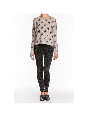 RVN Graphic Leopard Jacquard Knit Leggings Grey Army Black NWT XS